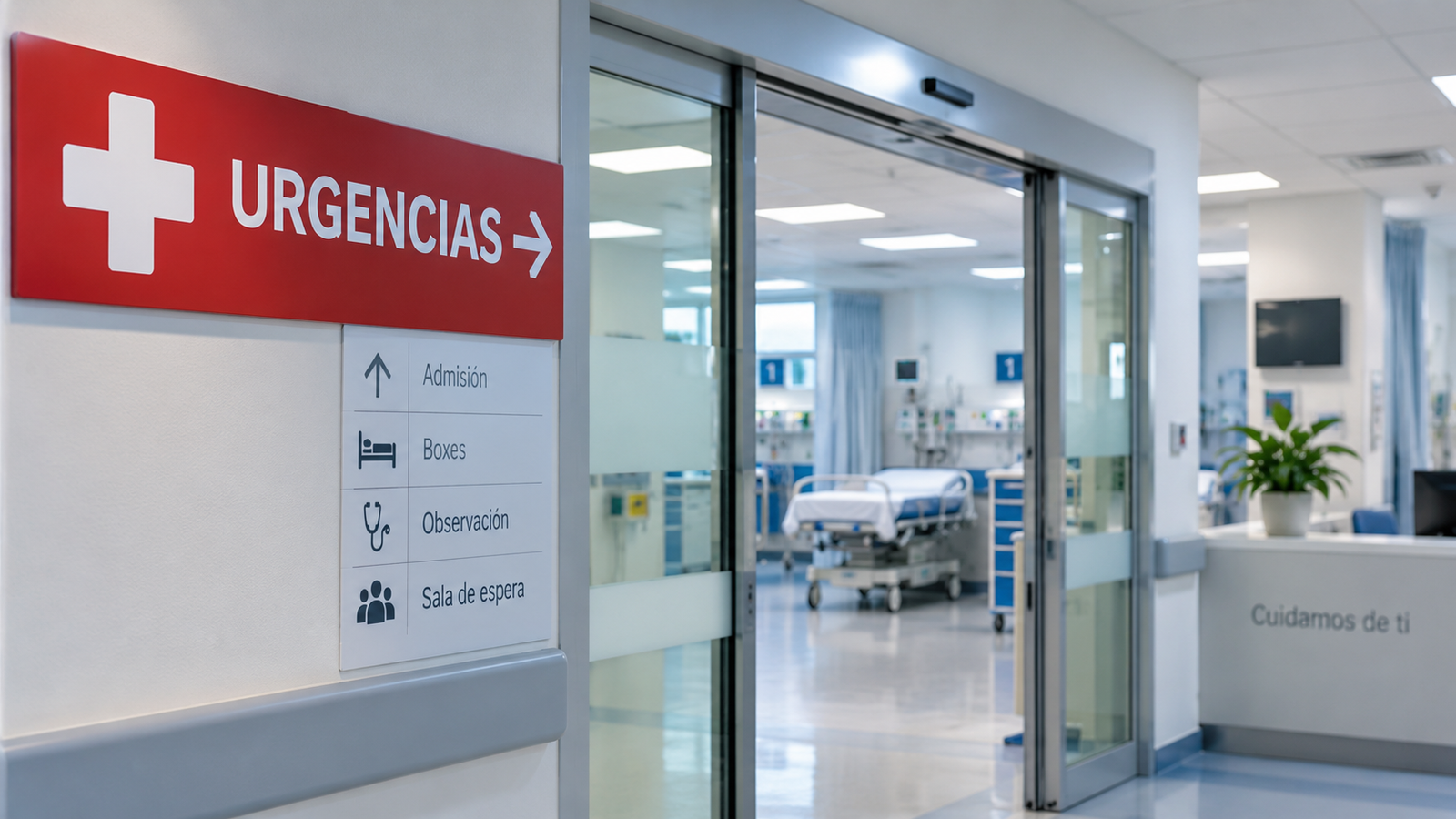 Sala de urgencias hospitalarias — acudir en las primeras 72 horas tras un accidente de tráfico protege el derecho a indemnización
